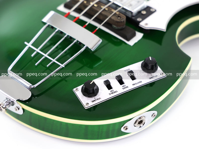 4-String Violin-Shaped Electric Bass Guitar with Gloss Emerald Green Finish (HY-2522)