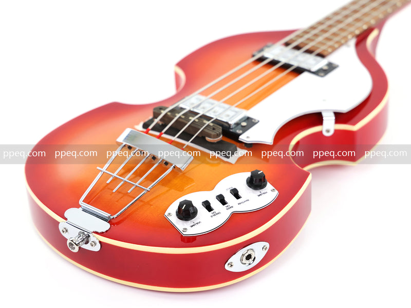 4-String Violin-Shaped Electric Bass Guitar with Gloss Sunburst Finish (HY-2514)