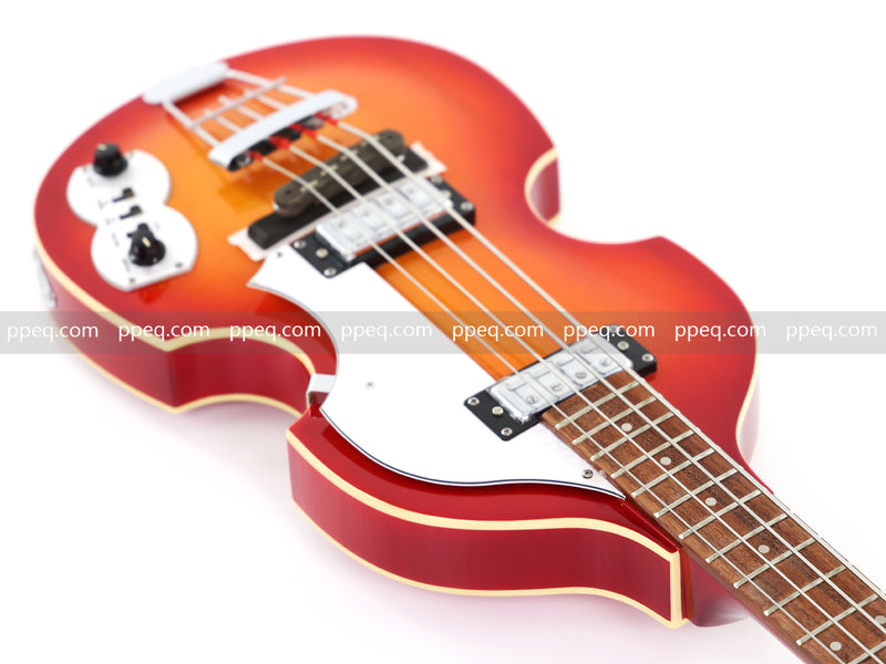 4-String Violin-Shaped Electric Bass Guitar with Gloss Sunburst Finish (HY-2514)