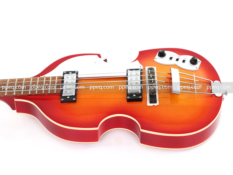 4-String Violin-Shaped Electric Bass Guitar with Gloss Sunburst Finish (HY-2514)