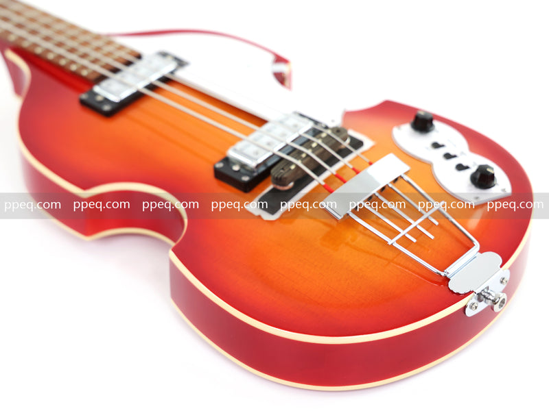 4-String Violin-Shaped Electric Bass Guitar with Gloss Sunburst Finish (HY-2514)