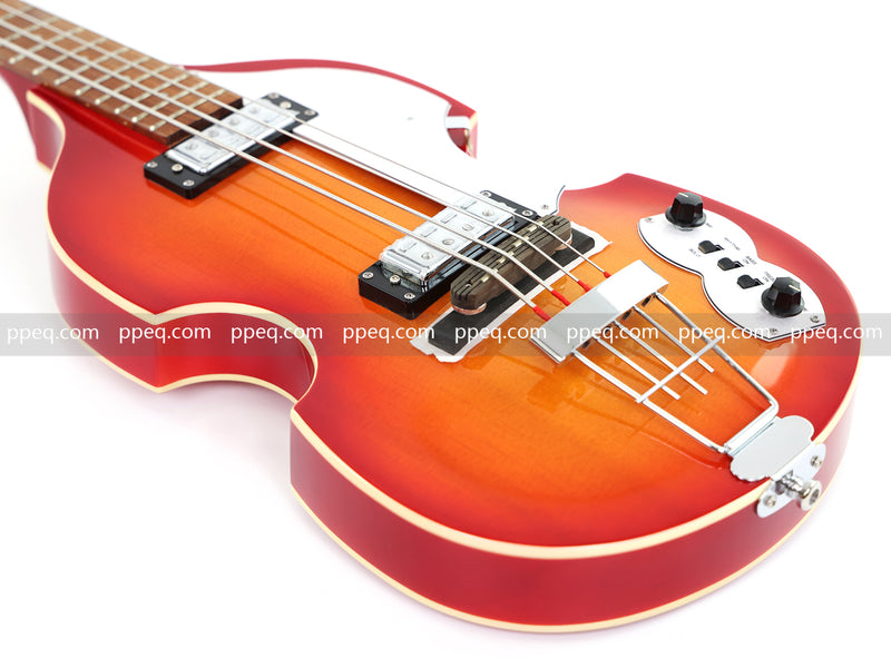 4-String Violin-Shaped Electric Bass Guitar with Gloss Sunburst Finish (HY-2514)
