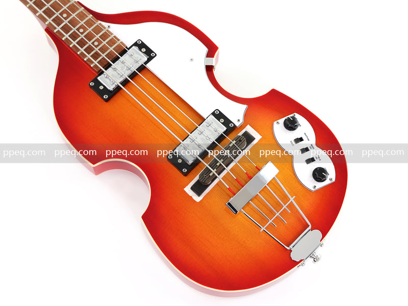 4-String Violin-Shaped Electric Bass Guitar with Gloss Sunburst Finish (HY-2514)