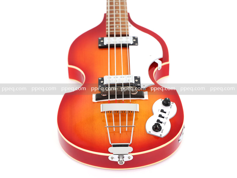 4-String Violin-Shaped Electric Bass Guitar with Gloss Sunburst Finish (HY-2514)