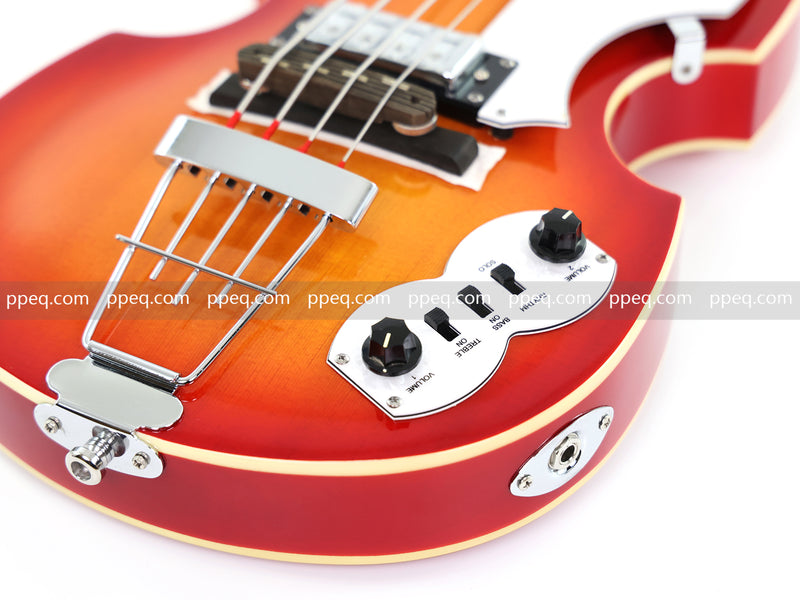 4-String Violin-Shaped Electric Bass Guitar with Gloss Sunburst Finish (HY-2514)