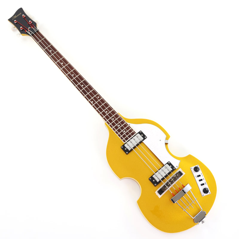 4-String Violin-Shaped Electric Bass Guitar with Gold Gloss Metallic Finish (HY-2515)