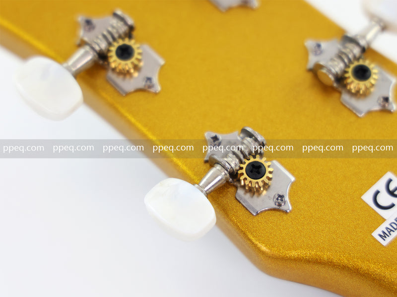 4-String Violin-Shaped Electric Bass Guitar with Gold Gloss Metallic Finish (HY-2515)