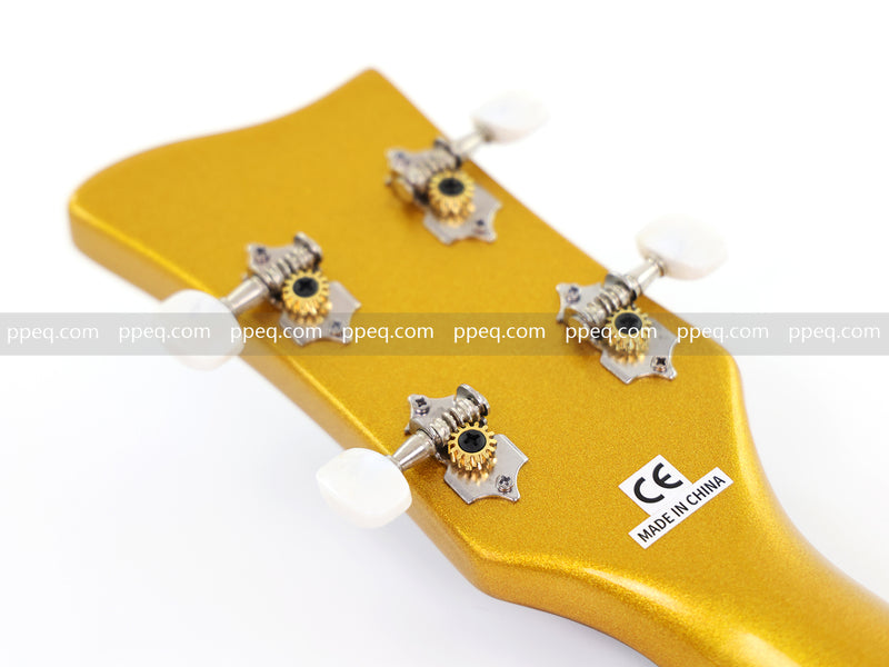 4-String Violin-Shaped Electric Bass Guitar with Gold Gloss Metallic Finish (HY-2515)