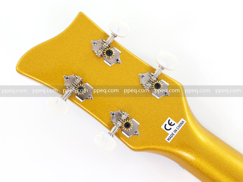 4-String Violin-Shaped Electric Bass Guitar with Gold Gloss Metallic Finish (HY-2515)