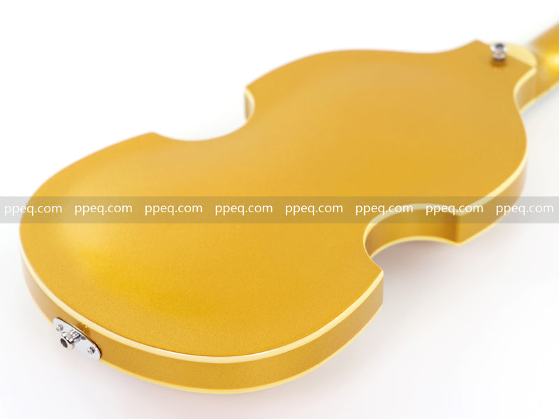 4-String Violin-Shaped Electric Bass Guitar with Gold Gloss Metallic Finish (HY-2515)