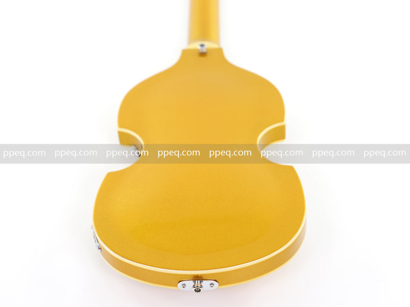 4-String Violin-Shaped Electric Bass Guitar with Gold Gloss Metallic Finish (HY-2515)