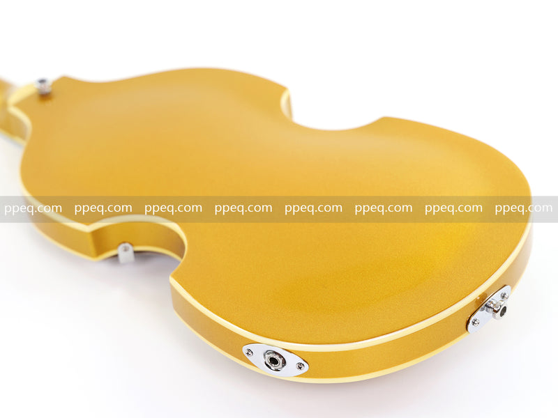 4-String Violin-Shaped Electric Bass Guitar with Gold Gloss Metallic Finish (HY-2515)