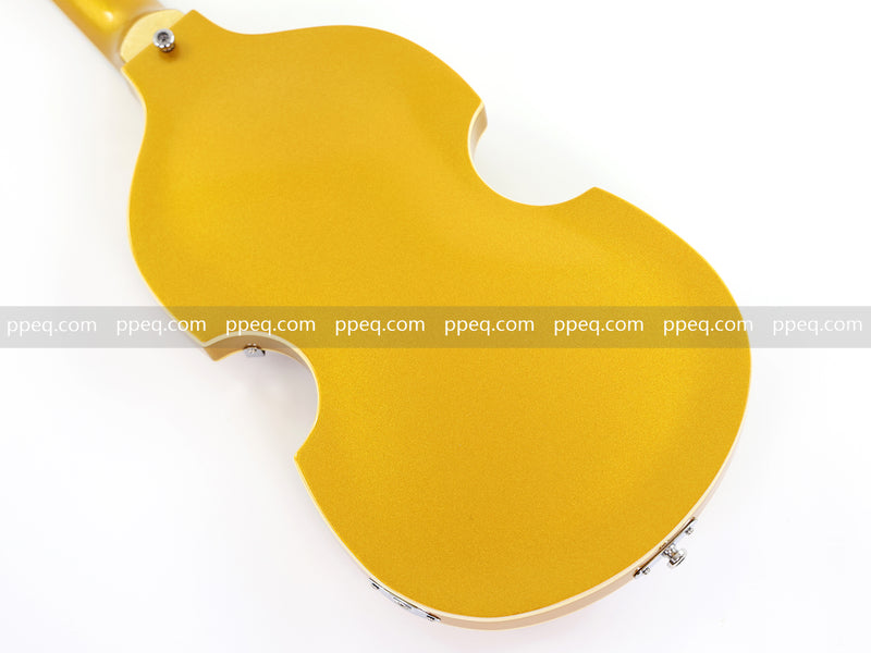 4-String Violin-Shaped Electric Bass Guitar with Gold Gloss Metallic Finish (HY-2515)