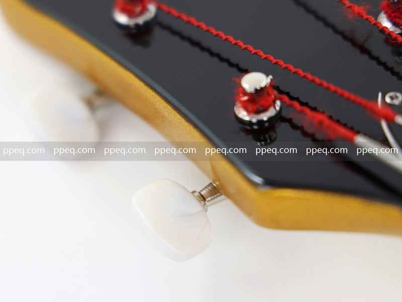 4-String Violin-Shaped Electric Bass Guitar with Gold Gloss Metallic Finish (HY-2515)