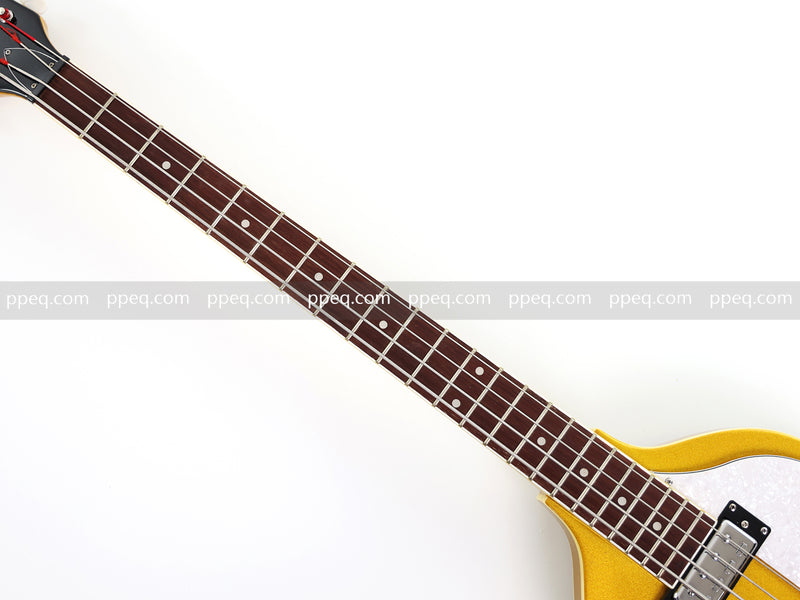 4-String Violin-Shaped Electric Bass Guitar with Gold Gloss Metallic Finish (HY-2515)