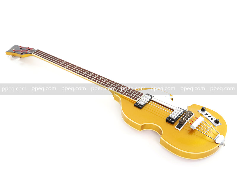 4-String Violin-Shaped Electric Bass Guitar with Gold Gloss Metallic Finish (HY-2515)