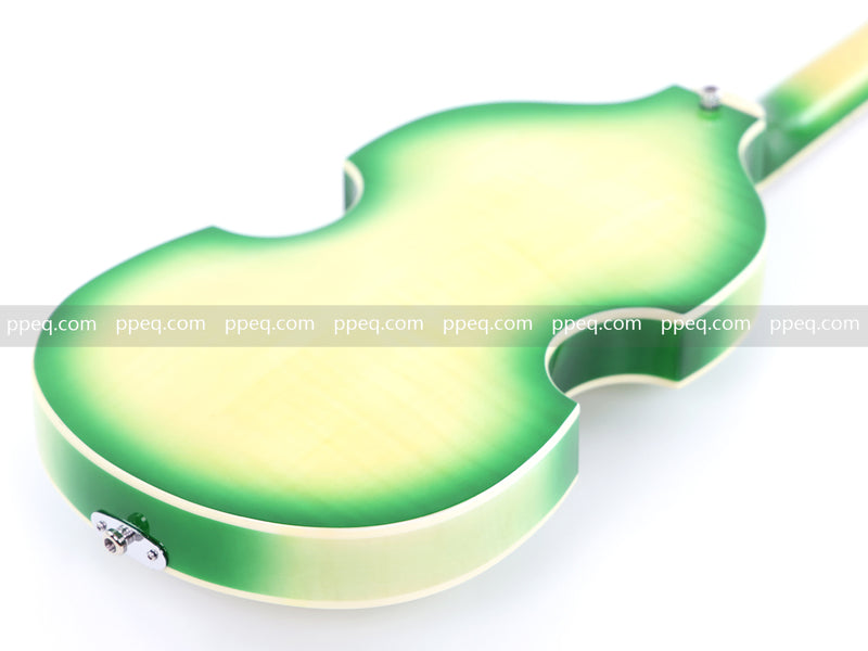 4-String Violin-Shaped Electric Bass with Gloss Lime Green-Cream Sunburst Finish (HY-2512)