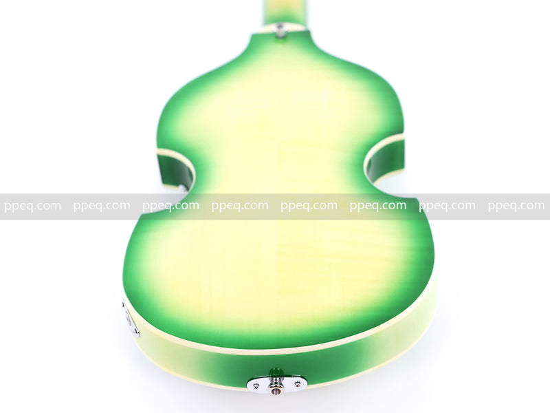 4-String Violin-Shaped Electric Bass with Gloss Lime Green-Cream Sunburst Finish (HY-2512)