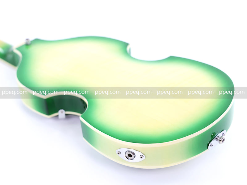 4-String Violin-Shaped Electric Bass with Gloss Lime Green-Cream Sunburst Finish (HY-2512)