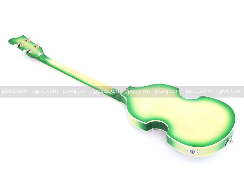 4-String Violin-Shaped Electric Bass with Gloss Lime Green-Cream Sunburst Finish (HY-2512)