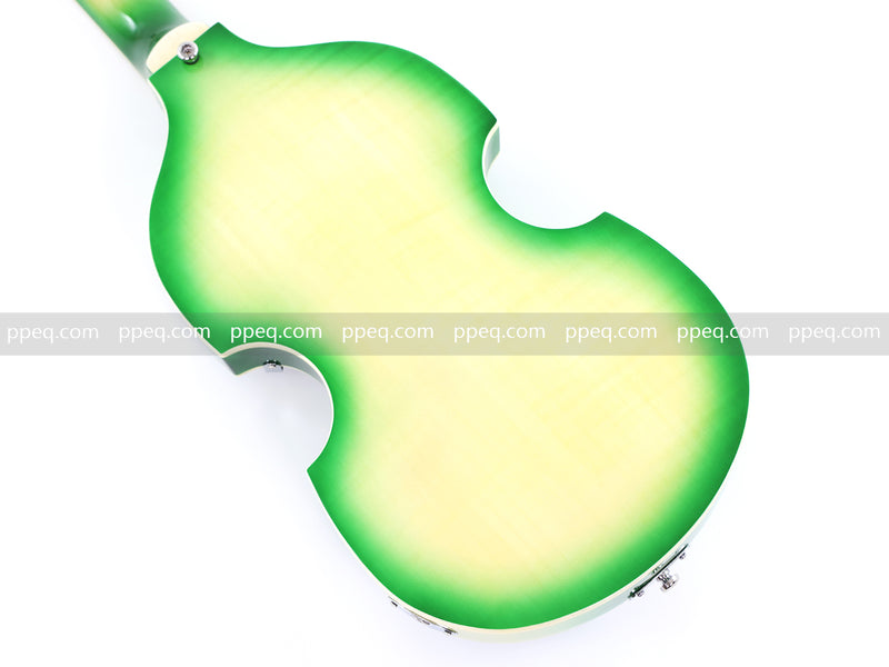 4-String Violin-Shaped Electric Bass with Gloss Lime Green-Cream Sunburst Finish (HY-2512)