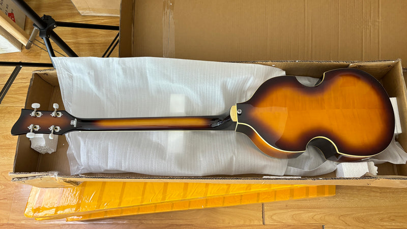 4-String Thick Semi-Hollow Violin Style Fretless Electric Bass Guitar (PHY-137)