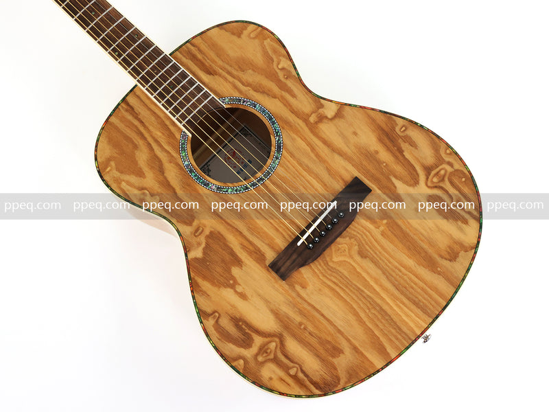 40 Inch Figured Ash Body Acoustic Guitar with Gloss Finish (TY-016)
