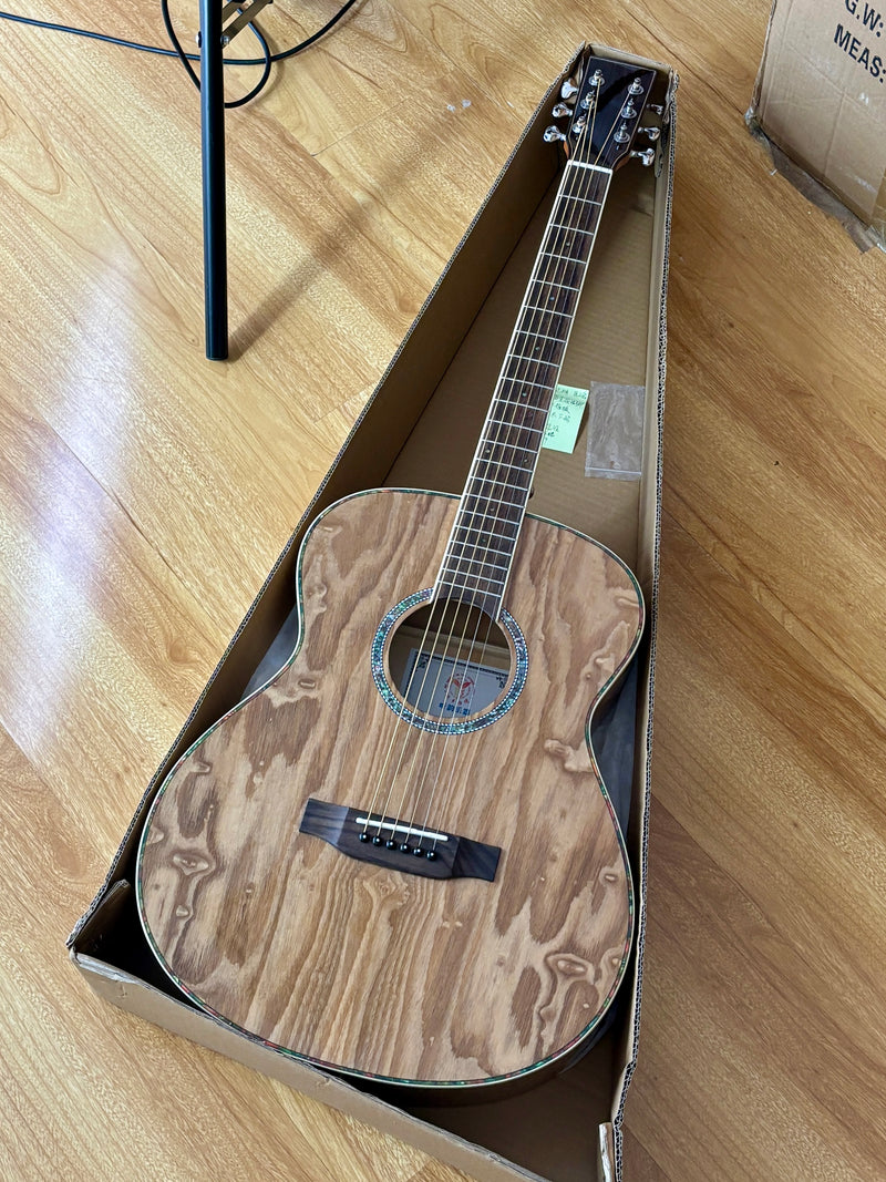 40 Inch Figured Ash Body Acoustic Guitar with Gloss Finish (TY-016)