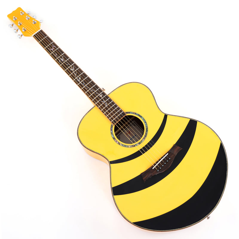 41-inch Solid Spruce Top Acoustic Guitar with Bumblebee Black & Yellow Theme (TY-004)