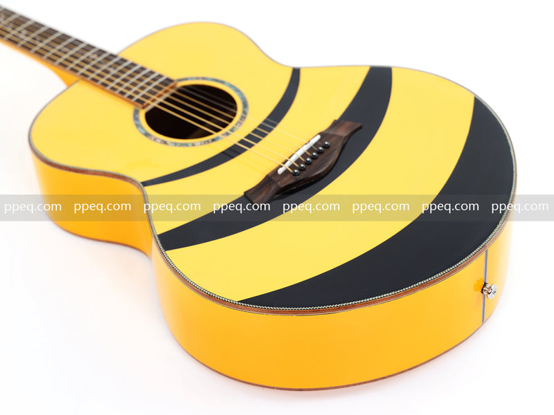 41-inch Solid Spruce Top Acoustic Guitar with Bumblebee Black & Yellow Theme (TY-004)