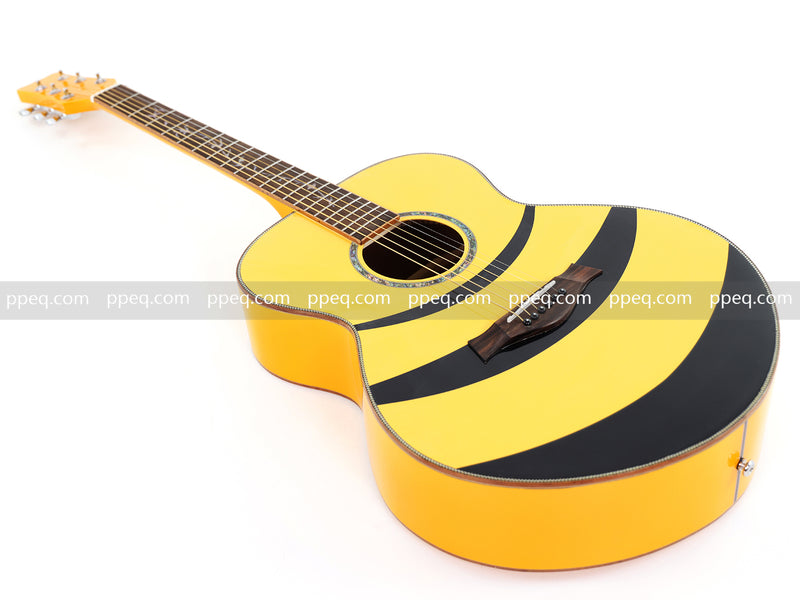 41-inch Solid Spruce Top Acoustic Guitar with Bumblebee Black & Yellow Theme (TY-004)