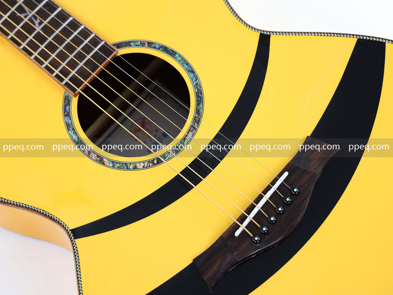 41-inch Solid Spruce Top Acoustic Guitar with Bumblebee Black & Yellow Theme (TY-004)