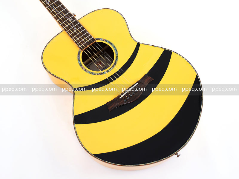 41-inch Solid Spruce Top Acoustic Guitar with Bumblebee Black & Yellow Theme (TY-004)