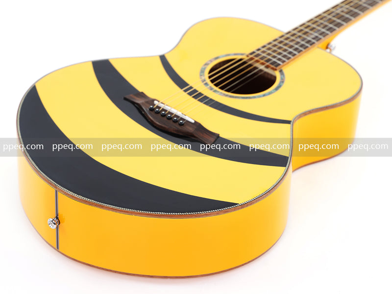 41-inch Solid Spruce Top Acoustic Guitar with Bumblebee Black & Yellow Theme (TY-004)