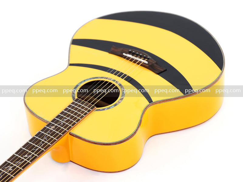 41-inch Solid Spruce Top Acoustic Guitar with Bumblebee Black & Yellow Theme (TY-004)