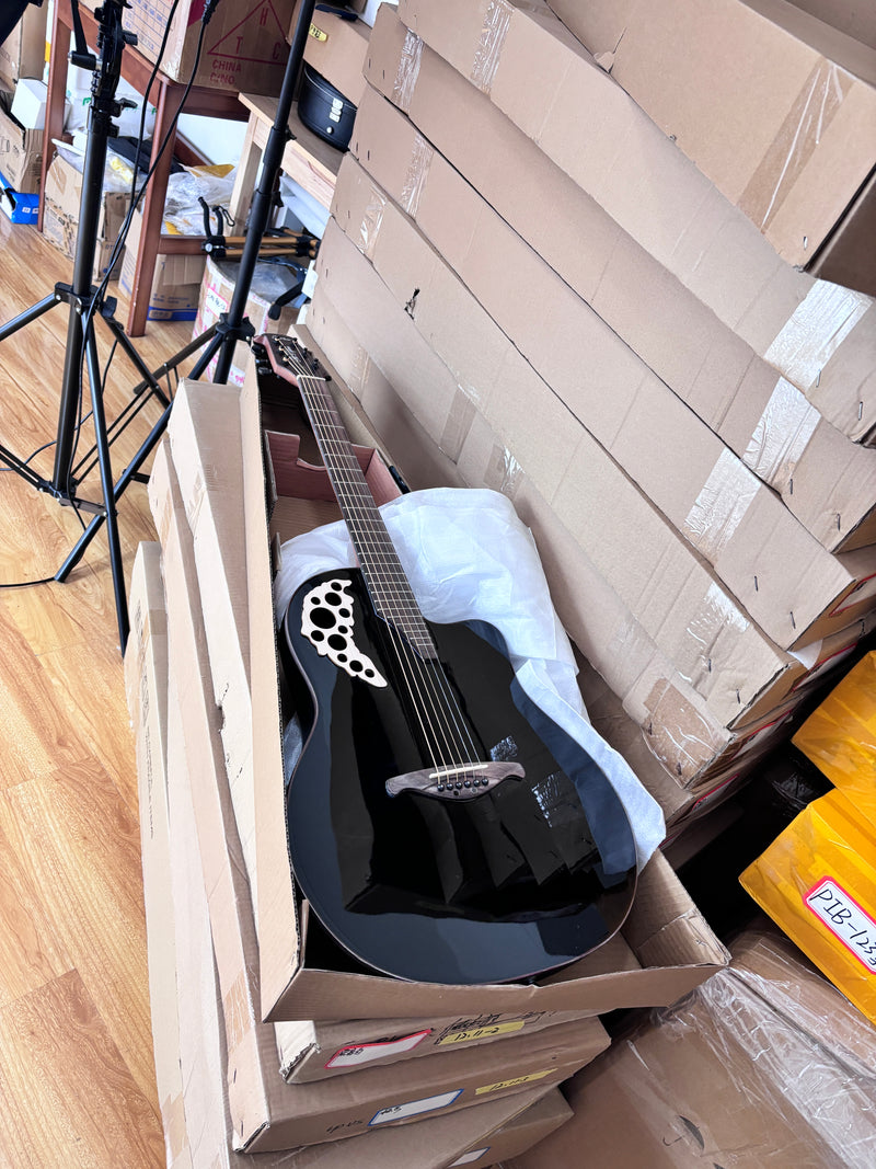 41-inch Roundback Acoustic Guitar with Black Gloss Finish (YMZ-274)