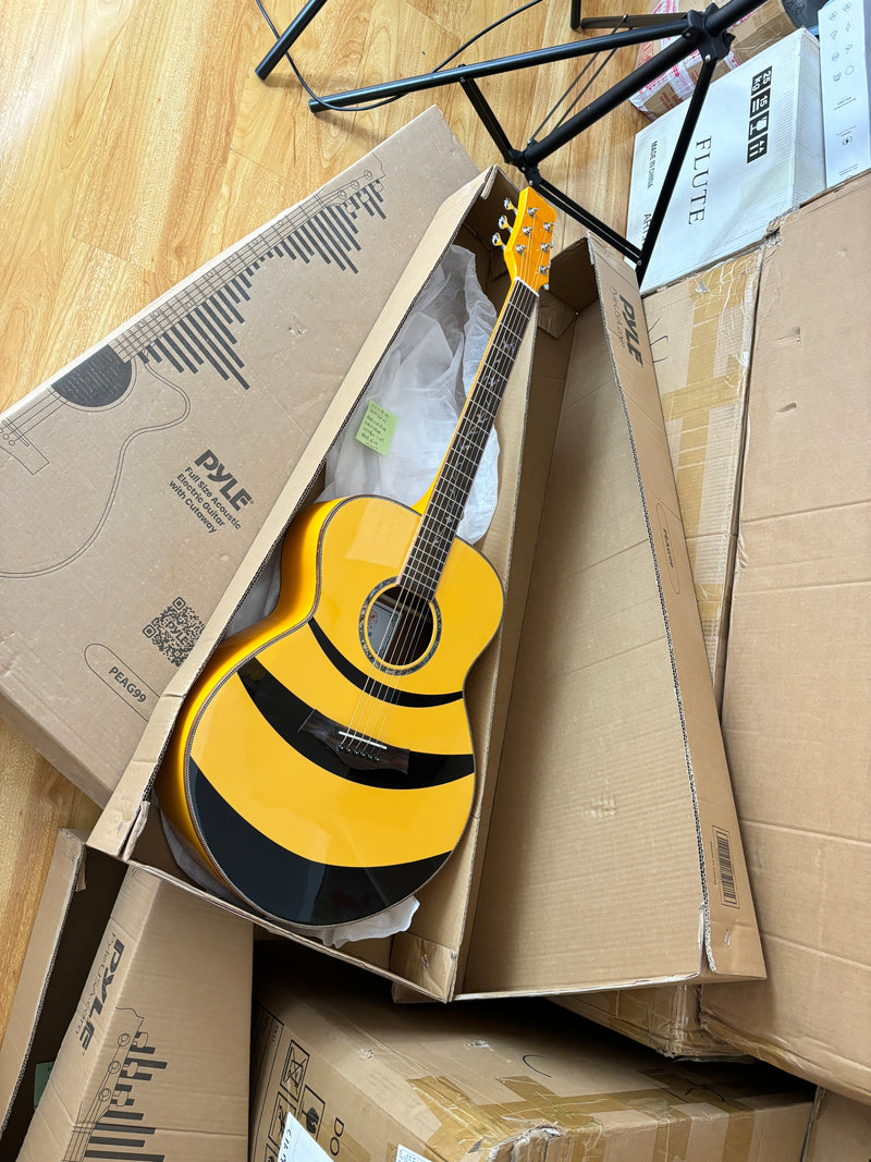 41-inch Solid Spruce Top Acoustic Guitar with Bumblebee Black & Yellow Theme (TY-004)