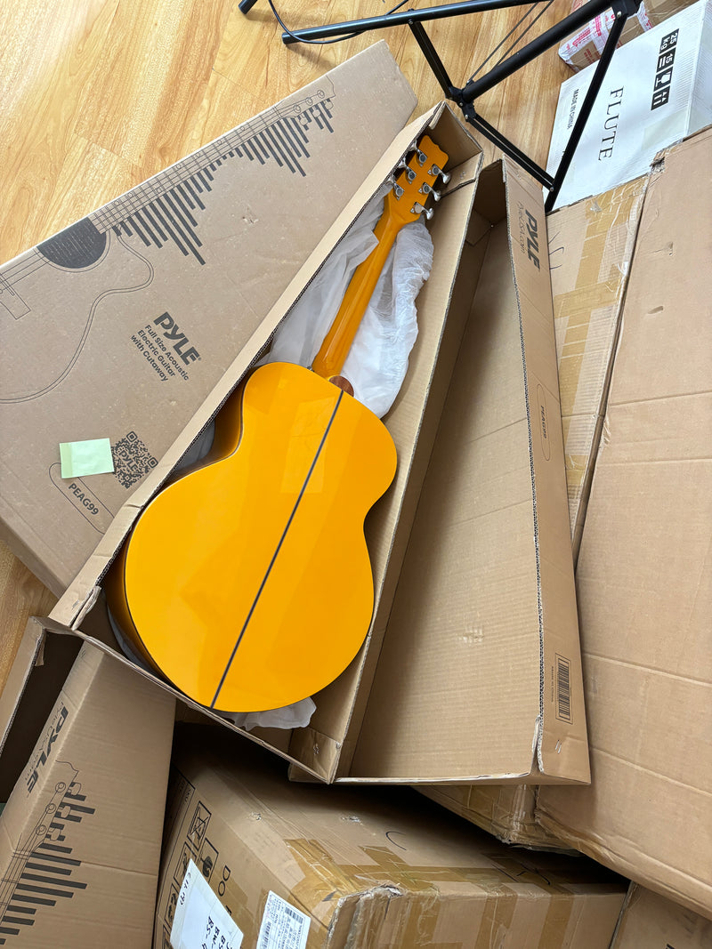 41-inch Solid Spruce Top Acoustic Guitar with Bumblebee Black & Yellow Theme (TY-004)