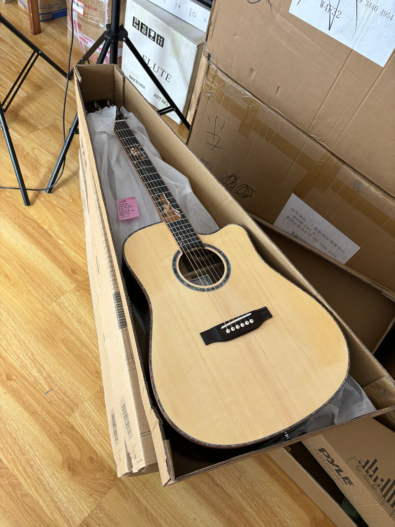 41-inch Solid Spruce Top Acoustic Guitar with Gloss Finish (TY-006)