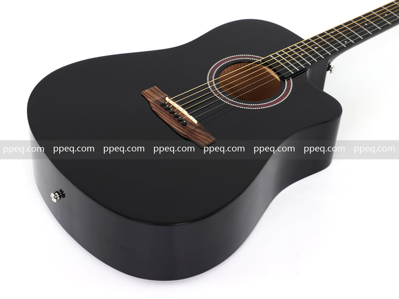 41 Inch All Mahogany - All Black Glossy Finish Acoustic Guitar (JY-D4001 N)
