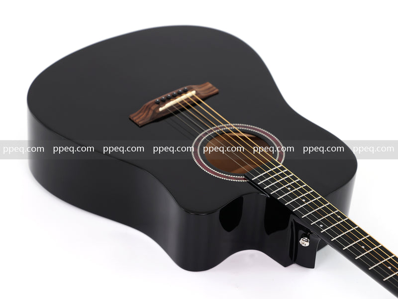 41 Inch All Mahogany - All Black Glossy Finish Acoustic Guitar (JY-D4001 N)