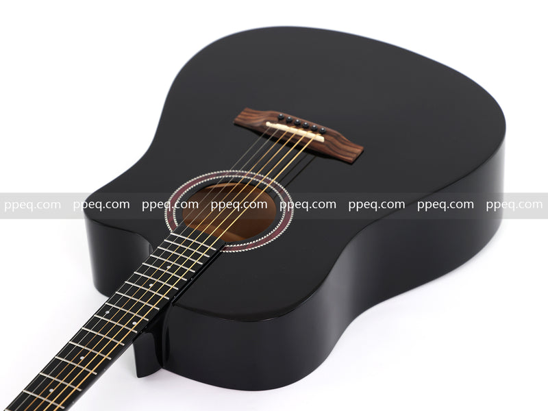 41 Inch All Mahogany - All Black Glossy Finish Acoustic Guitar (JY-D4001 N)