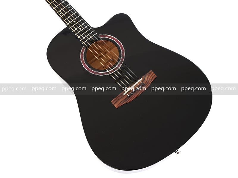 41 Inch All Mahogany - All Black Glossy Finish Acoustic Guitar (JY-D4001 N)