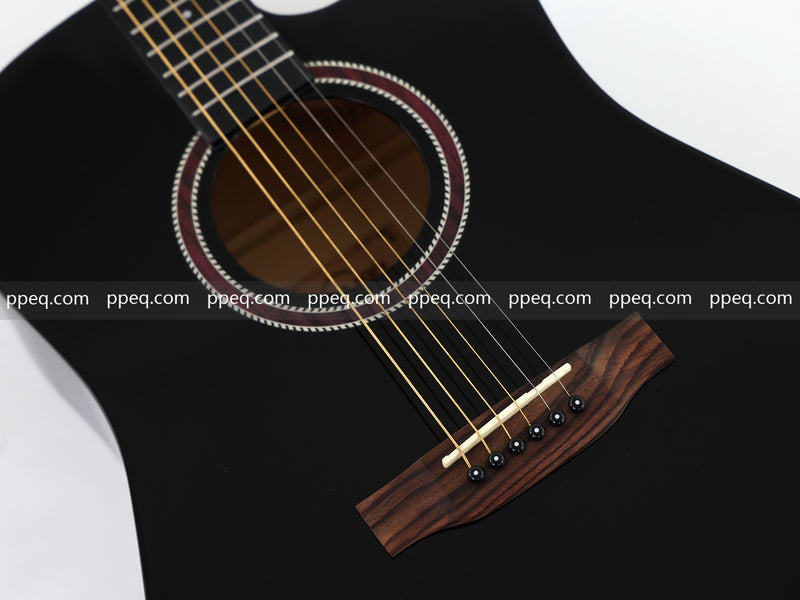 41 Inch All Mahogany - All Black Glossy Finish Acoustic Guitar (JY-D4001 N)