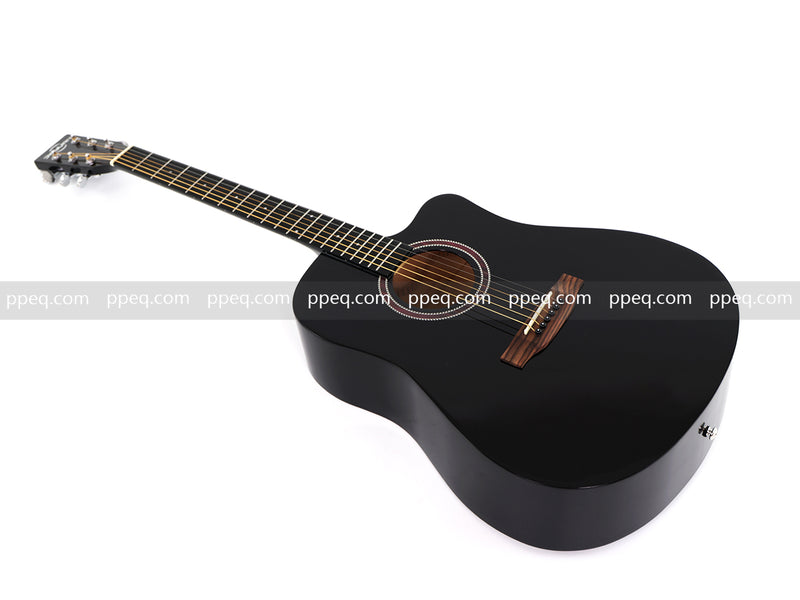 41 Inch All Mahogany - All Black Glossy Finish Acoustic Guitar (JY-D4001 N)