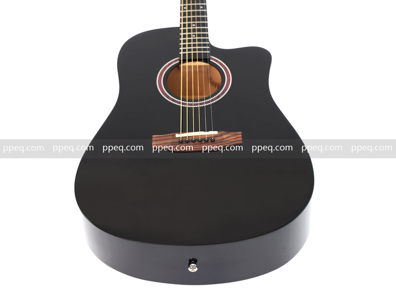 41 Inch All Mahogany - All Black Glossy Finish Acoustic Guitar (JY-D4001 N)