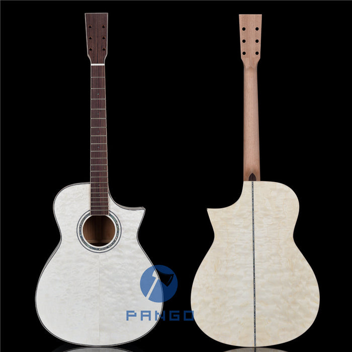 41 Inch Solid Spruce Top DIY Acoustic Guitar Kit with Quilted Maple Veneer (PFA-989)