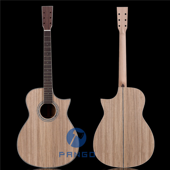 41 Inch Solid Spruce Top DIY Acoustic Guitar Kit with Zebrawood Veneer (PFA-990)