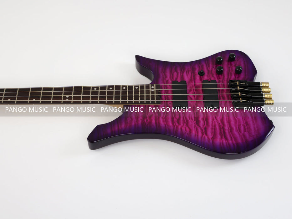 PPEQ 4 Strings Headless Electric Bass Guitar with AAA Quilted Maple Top (PJX-681)