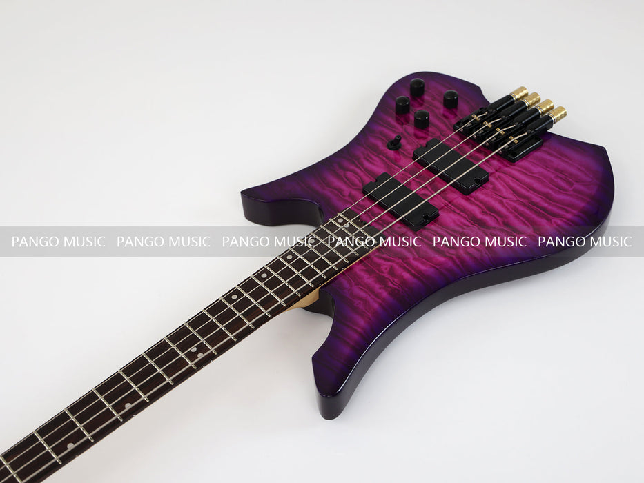 PPEQ 4 Strings Headless Electric Bass Guitar with AAA Quilted Maple Top (PJX-681)